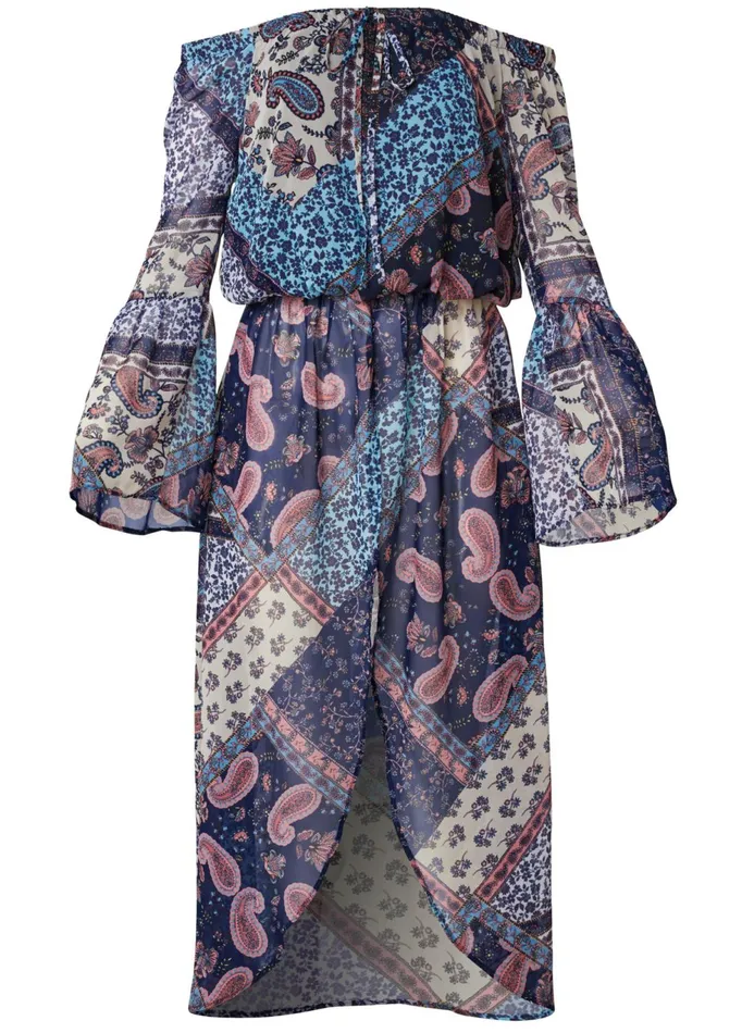 OfftheShoulder Maxi Top Navy Multi Women VENUS Night Out Tops