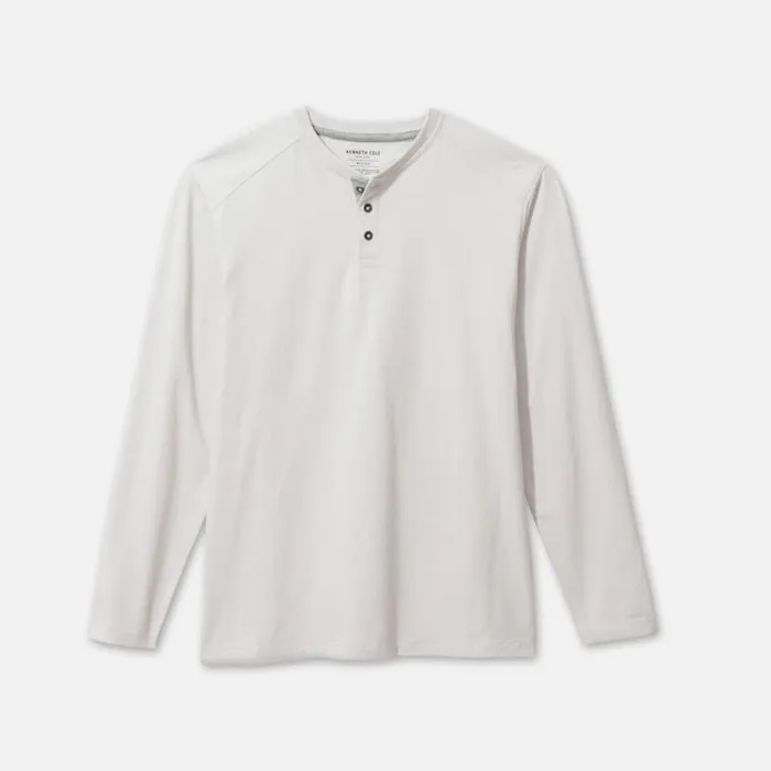 Organic Cotton Blend Long Sleeved Henley Tee White Men Kenneth Cole TShirts Polos Organic Cotton Blend Long Sleeved Henley Tee White Men Kenneth Cole TShirts Polos
