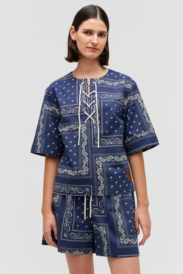 Oroton Bandana Lace Up Top North Sea Women Tops Oroton Bandana Lace Up Top North Sea Women Tops