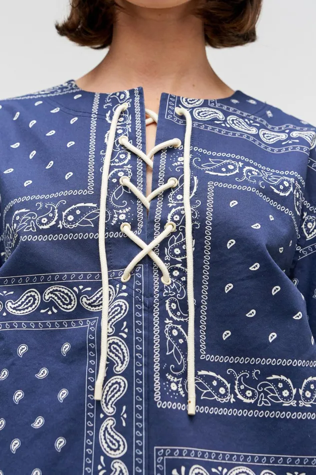 Oroton Bandana Lace Up Top North Sea Women Tops Oroton Bandana Lace Up Top North Sea Women Tops