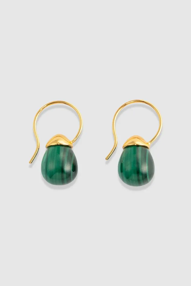 Oroton Bonnie Tear Drop Bead Earrings Goldmalachite Women Jewellery