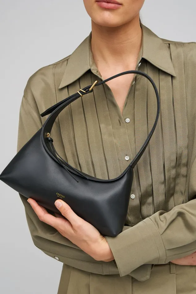 Oroton Cinder Mini Baguette Black Women Mini Bags Oroton Cinder Mini Baguette Black Women Mini Bags