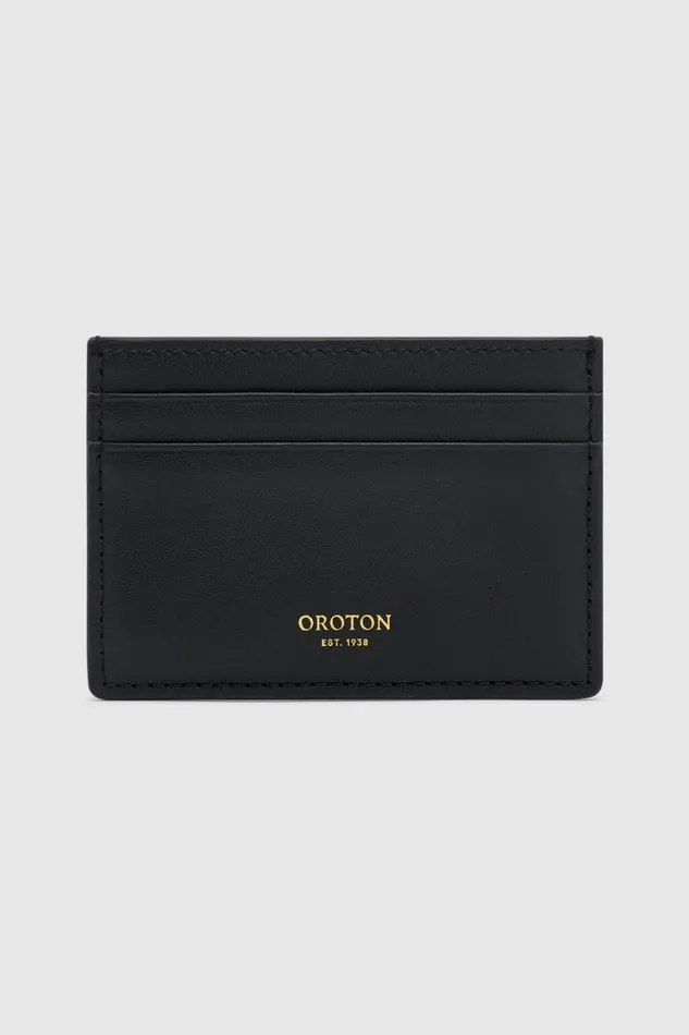 Oroton Clara Smooth Credit Card Sleeve Black Women Wallets