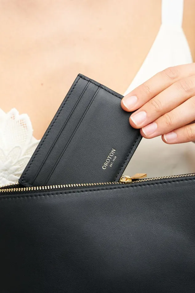 Oroton Clara Smooth Credit Card Sleeve Black Women Wallets Oroton Clara Smooth Credit Card Sleeve Black Women Wallets