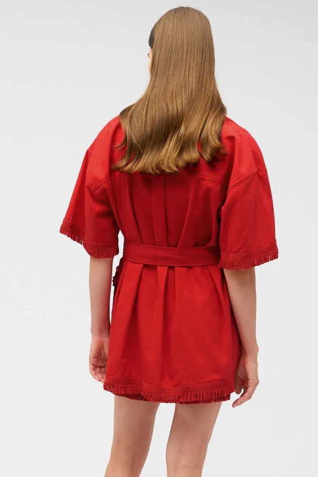 Oroton Fringe Detail Dress Poppy Women Dresses Oroton Fringe Detail Dress Poppy Women Dresses