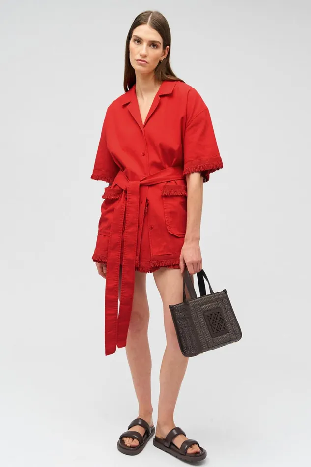 Oroton Fringe Detail Dress Poppy Women Dresses Oroton Fringe Detail Dress Poppy Women Dresses