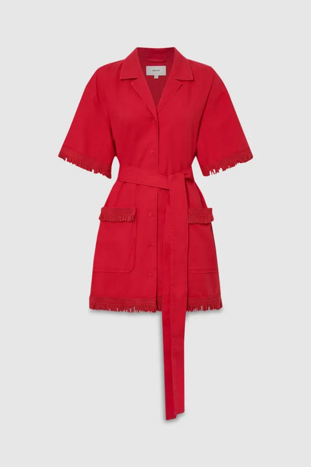 Oroton Fringe Detail Dress Poppy Women Dresses Oroton Fringe Detail Dress Poppy Women Dresses
