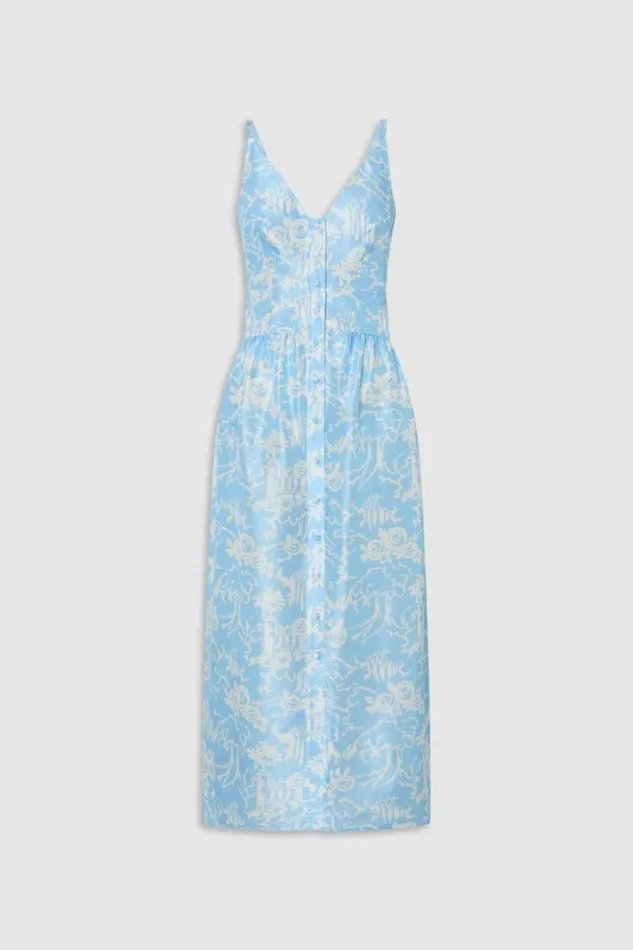 Oroton Garden Toile Sun Dress Sky Women Dresses