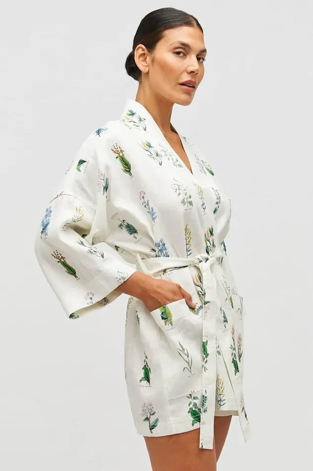 Oroton Greenhouse Floral Robe Mist Women Jackets and Outerwear Oroton Greenhouse Floral Robe Mist Women Jackets and Outerwear