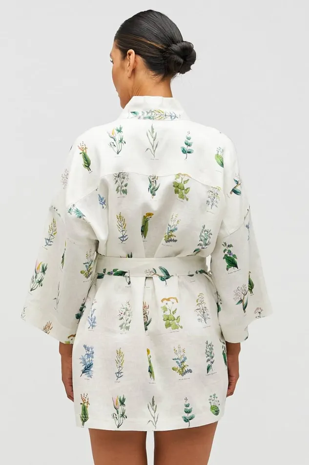 Oroton Greenhouse Floral Robe Mist Women Jackets and Outerwear Oroton Greenhouse Floral Robe Mist Women Jackets and Outerwear