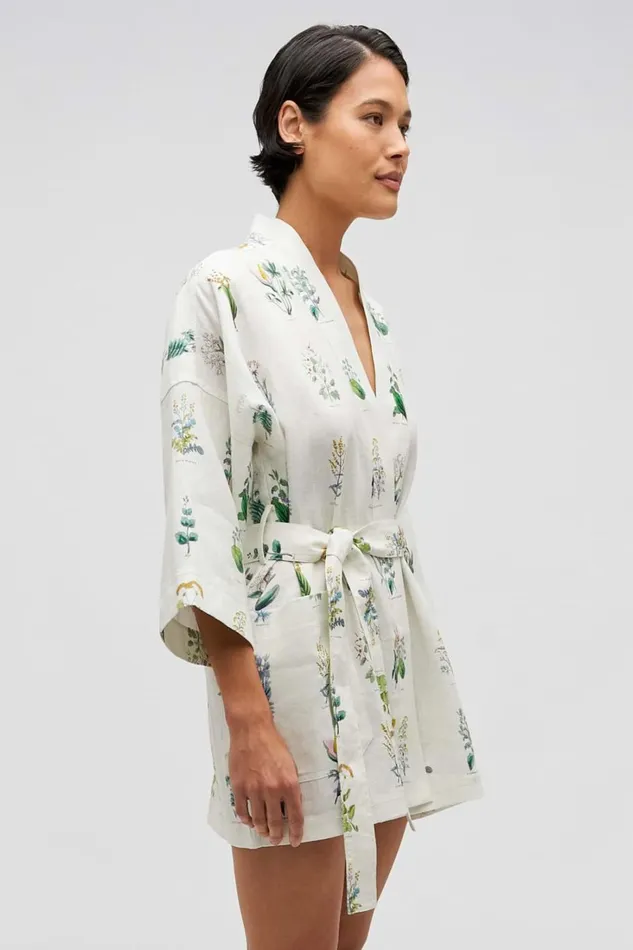 Oroton Greenhouse Floral Robe Mist Women Jackets and Outerwear Oroton Greenhouse Floral Robe Mist Women Jackets and Outerwear
