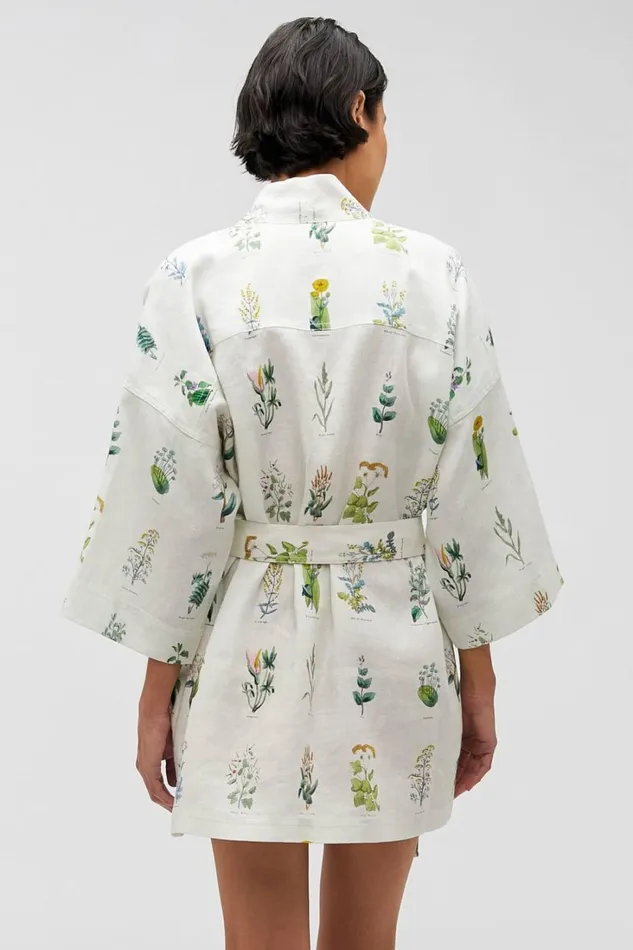 Oroton Greenhouse Floral Robe Mist Women Jackets and Outerwear Oroton Greenhouse Floral Robe Mist Women Jackets and Outerwear