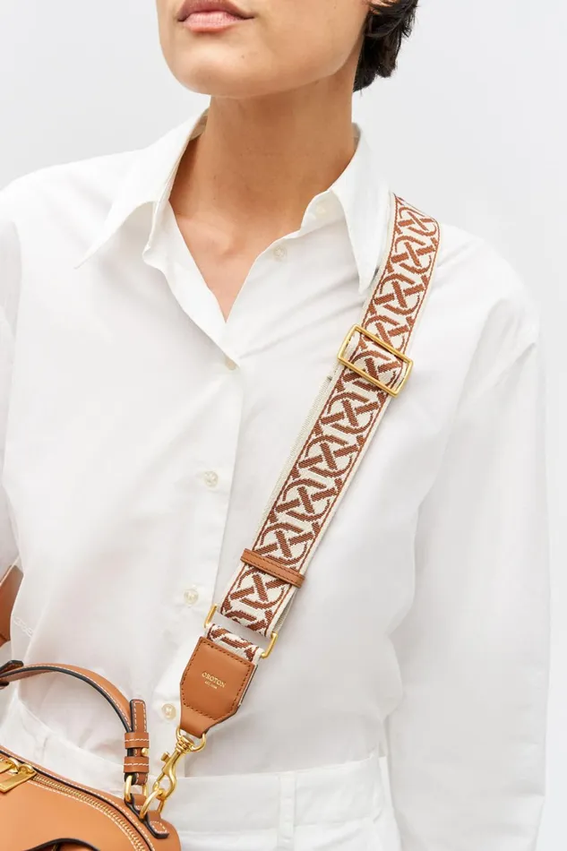 Oroton Logo Bag Strap Cognacecru Women Bag Straps Oroton Logo Bag Strap Cognacecru Women Bag Straps