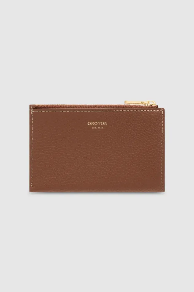 Oroton Margot 4 Credit Card Mini Zip Pouch Whiskey Women Wallets