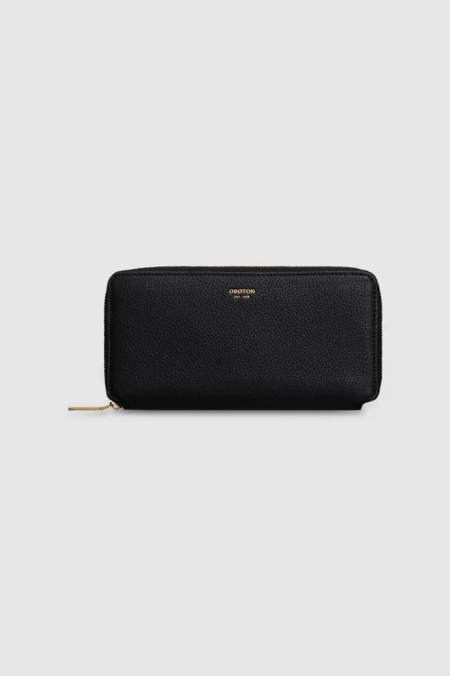 Oroton Margot Medium Zip Around Wallet Black Women Wallets