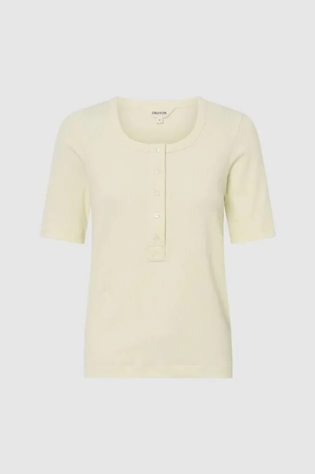 Oroton Margot Rib Henley Lemon Women Tops