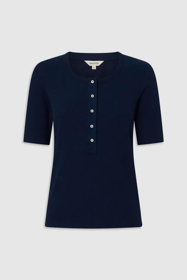 Oroton Margot Rib Henley North Sea Women Tops