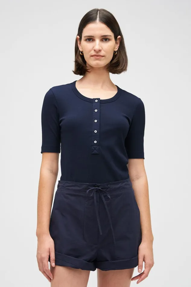 Oroton Margot Rib Henley North Sea Women Tops Oroton Margot Rib Henley North Sea Women Tops