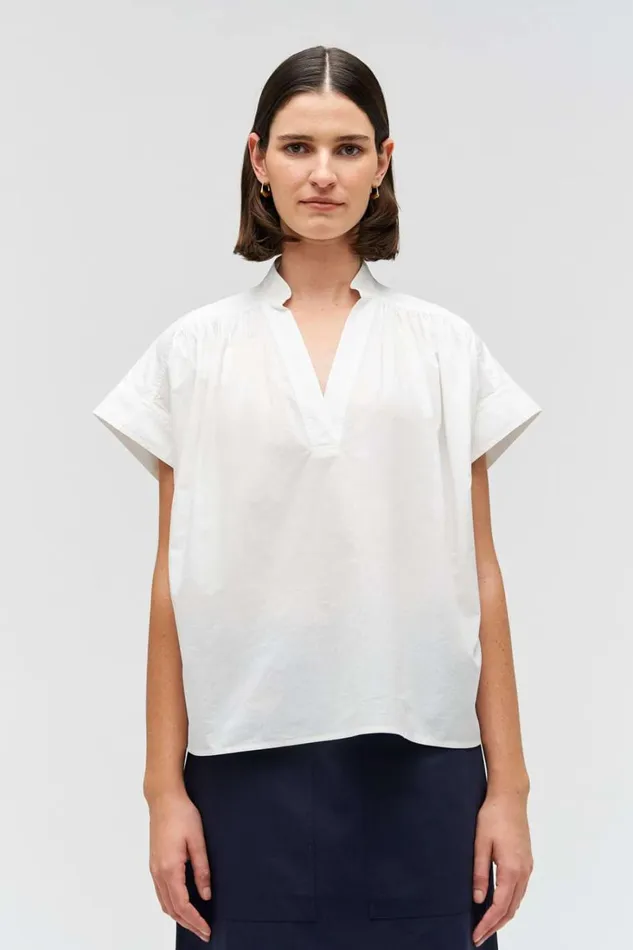 Oroton Rae Gathered Smock White Women Tops Oroton Rae Gathered Smock White Women Tops