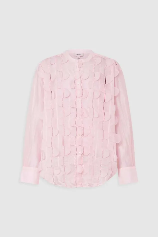 Oroton Scallop Lace Overshirt Pink Rose Women Tops