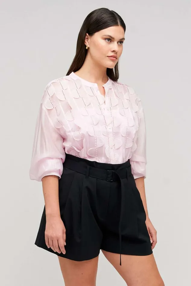 Oroton Scallop Lace Overshirt Pink Rose Women Tops Oroton Scallop Lace Overshirt Pink Rose Women Tops