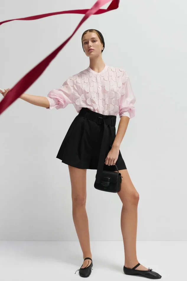 Oroton Scallop Lace Overshirt Pink Rose Women Tops Oroton Scallop Lace Overshirt Pink Rose Women Tops