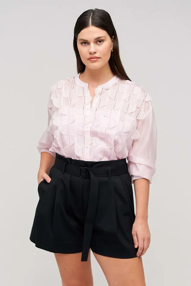 Oroton Scallop Lace Overshirt Pink Rose Women Tops Oroton Scallop Lace Overshirt Pink Rose Women Tops