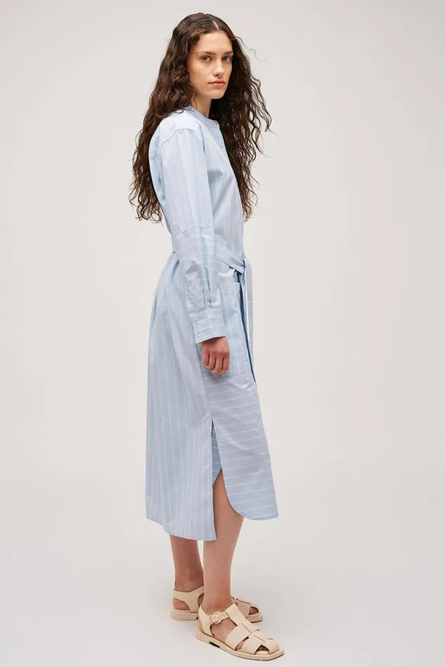 Oroton Yarn Dyed Stripe Dress Denim Blue Women Dresses Oroton Yarn Dyed Stripe Dress Denim Blue Women Dresses