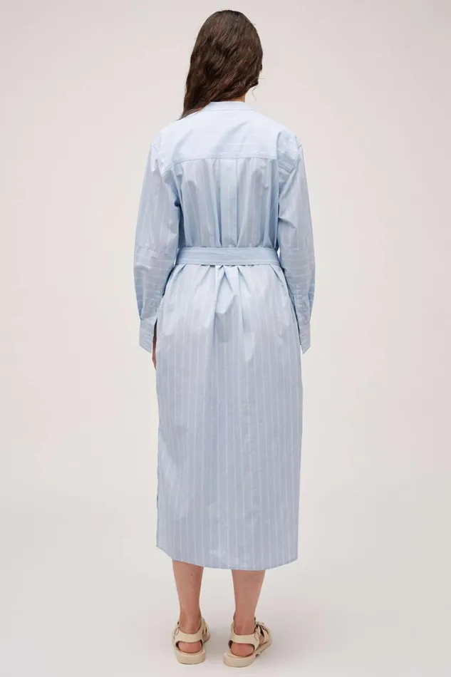 Oroton Yarn Dyed Stripe Dress Denim Blue Women Dresses Oroton Yarn Dyed Stripe Dress Denim Blue Women Dresses