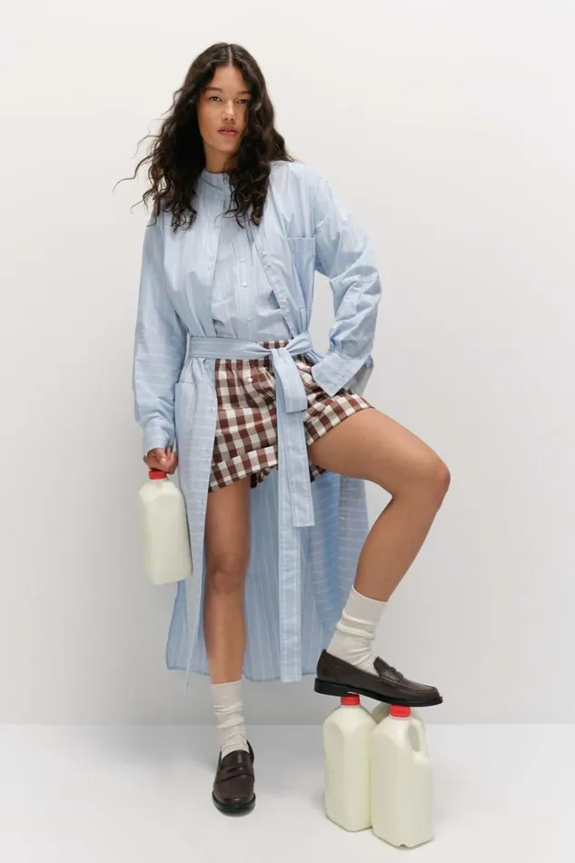 Oroton Yarn Dyed Stripe Dress Denim Blue Women Dresses Oroton Yarn Dyed Stripe Dress Denim Blue Women Dresses