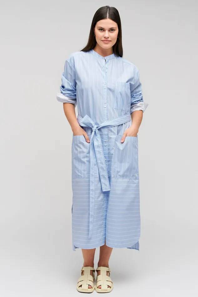Oroton Yarn Dyed Stripe Dress Denim Blue Women Dresses Oroton Yarn Dyed Stripe Dress Denim Blue Women Dresses
