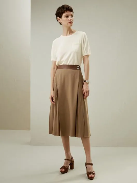 Ortygia Merino Wool Midi Skirt With Silk Chiffon Lining Women Lilysilk Knitwear