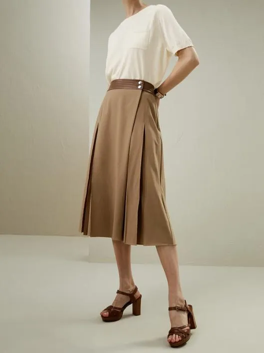 Ortygia Merino Wool Midi Skirt With Silk Chiffon Lining Women Lilysilk Knitwear