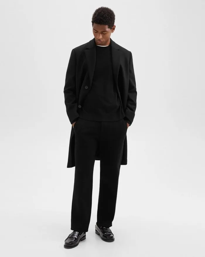 Outerwear Men Theory Topcoat In Recycled WoolBlend Melton Black