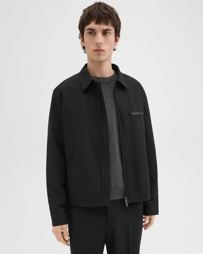 Outerwear Men Theory Workwear Jacket In WoolBlend Twill Black