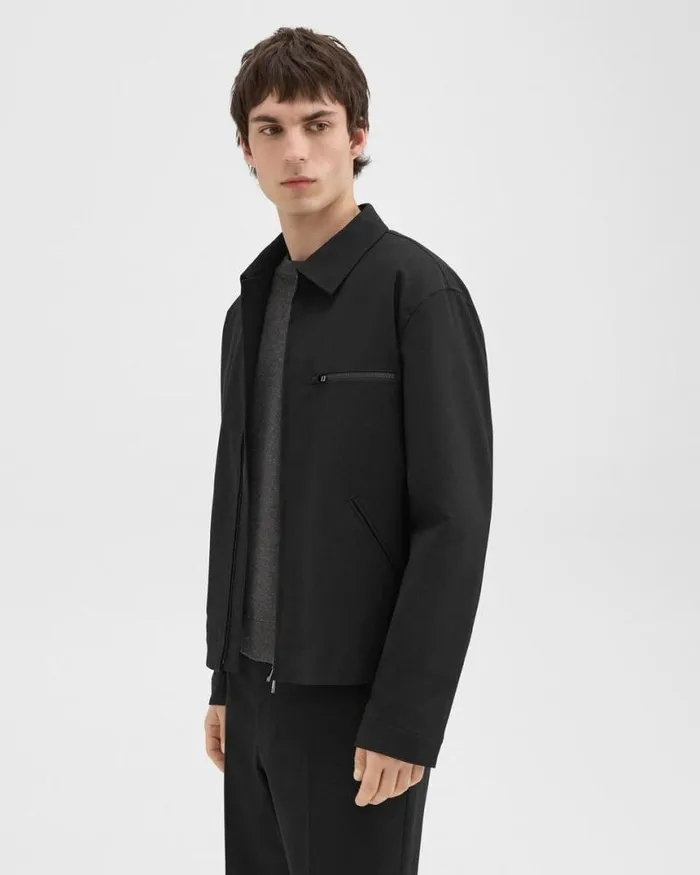 Outerwear Men Theory Workwear Jacket In WoolBlend Twill Black Outerwear Men Theory Workwear Jacket In WoolBlend Twill Black
