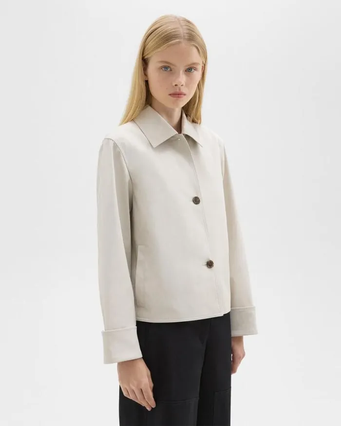 Outerwear Women Theory Cuffed Oversize Jacket In CottonBlend Sand Outerwear Women Theory Cuffed Oversize Jacket In CottonBlend Sand