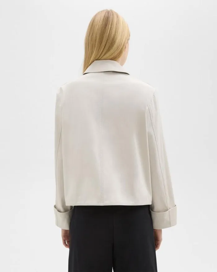 Outerwear Women Theory Cuffed Oversize Jacket In CottonBlend Sand Outerwear Women Theory Cuffed Oversize Jacket In CottonBlend Sand