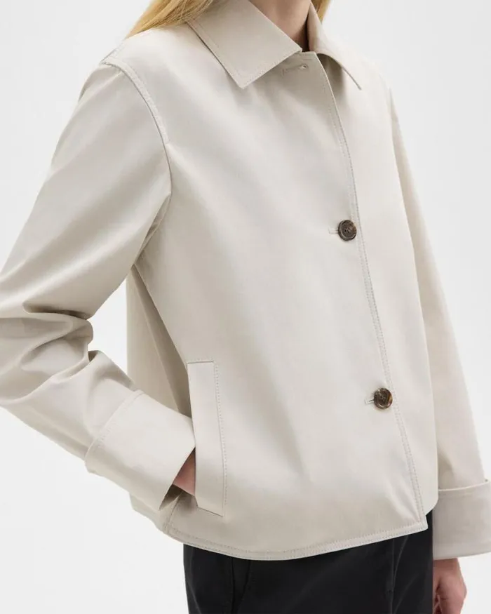 Outerwear Women Theory Cuffed Oversize Jacket In CottonBlend Sand Outerwear Women Theory Cuffed Oversize Jacket In CottonBlend Sand