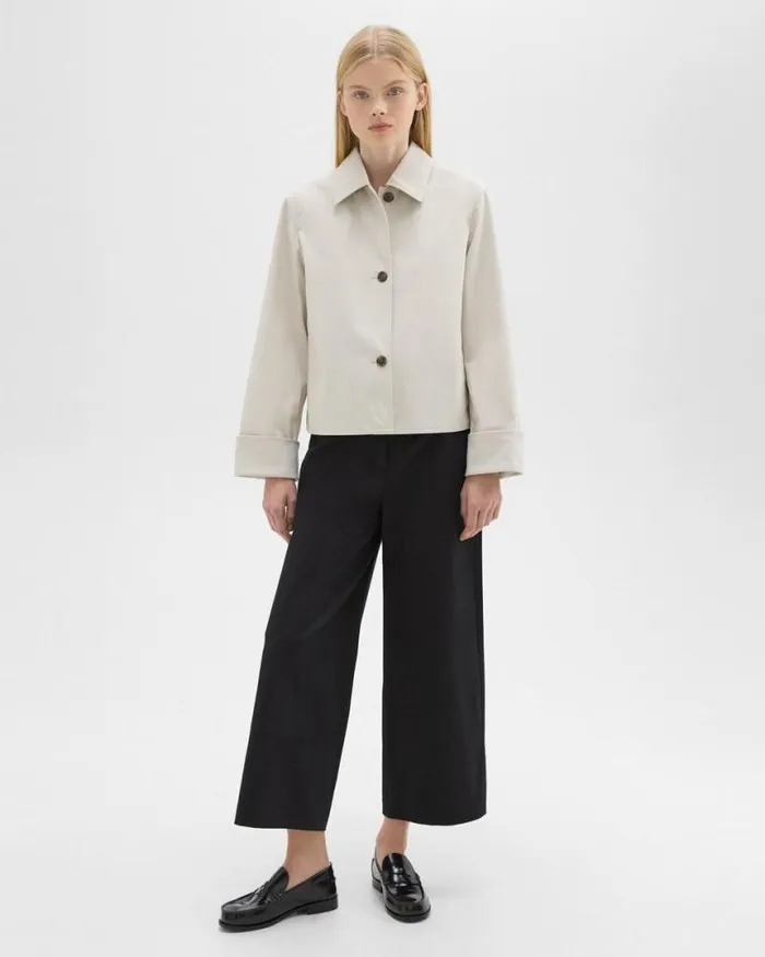 Outerwear Women Theory Cuffed Oversize Jacket In CottonBlend Sand Outerwear Women Theory Cuffed Oversize Jacket In CottonBlend Sand