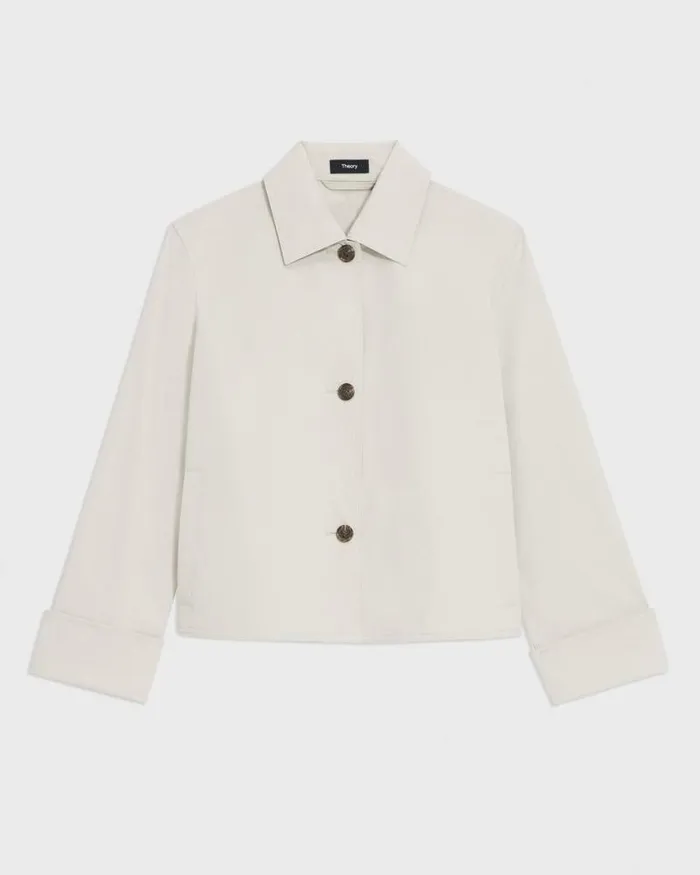 Outerwear Women Theory Cuffed Oversize Jacket In CottonBlend Sand Outerwear Women Theory Cuffed Oversize Jacket In CottonBlend Sand