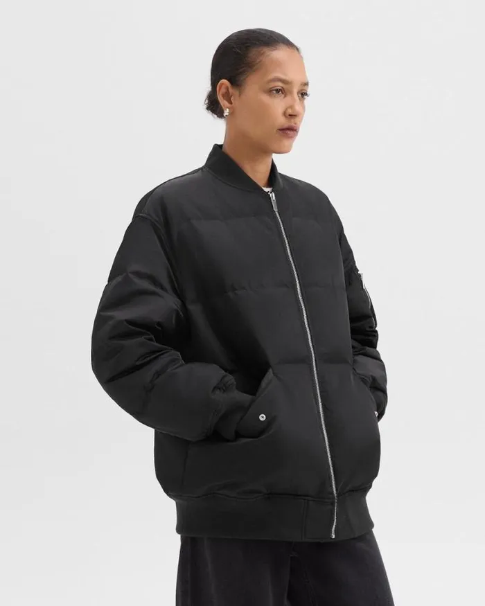 Outerwear Women Theory Flight Puffer Jacket In Recycled Nylon Black Outerwear Women Theory Flight Puffer Jacket In Recycled Nylon Black