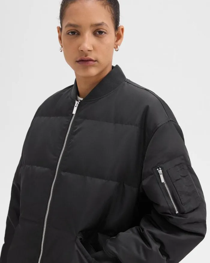 Outerwear Women Theory Flight Puffer Jacket In Recycled Nylon Black Outerwear Women Theory Flight Puffer Jacket In Recycled Nylon Black