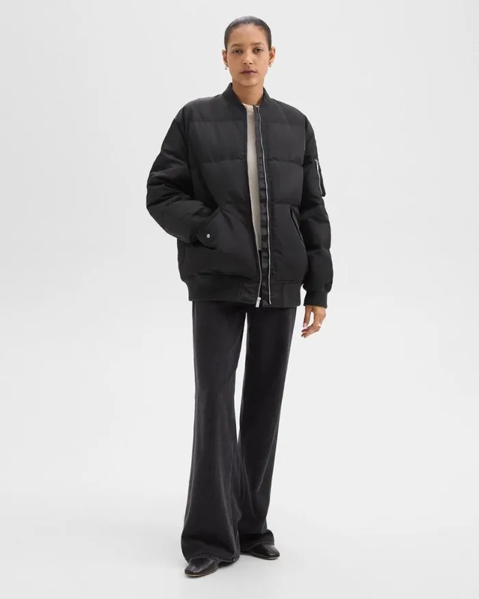 Outerwear Women Theory Flight Puffer Jacket In Recycled Nylon Black Outerwear Women Theory Flight Puffer Jacket In Recycled Nylon Black