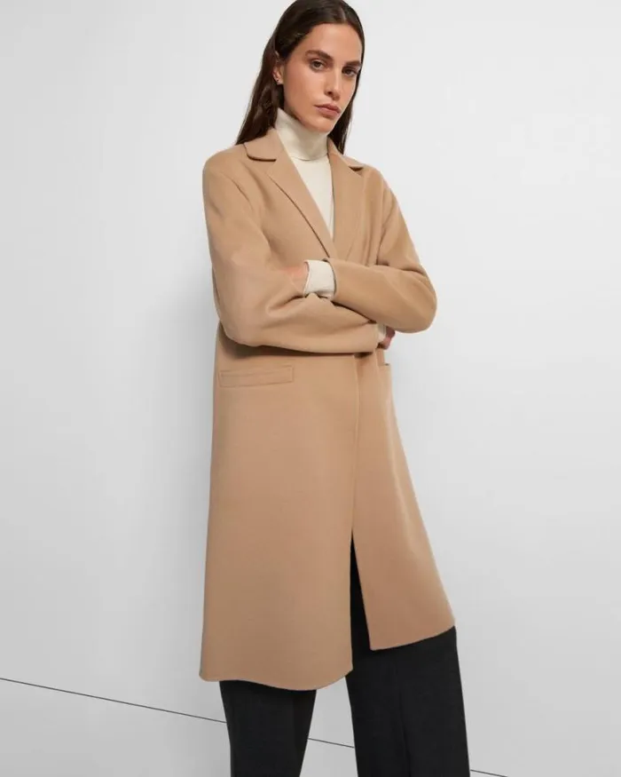 Outerwear Women Theory Overcoat In DoubleFace WoolCashmere Palomino