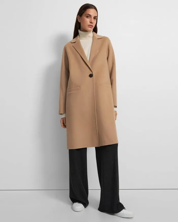 Outerwear Women Theory Overcoat In DoubleFace WoolCashmere Palomino
