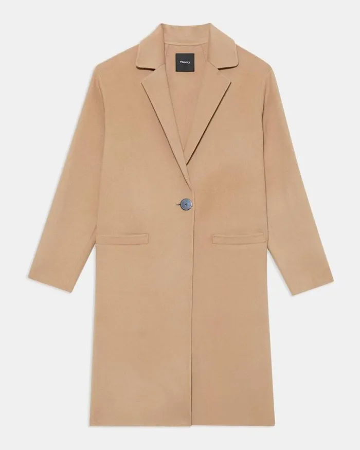 Outerwear Women Theory Overcoat In DoubleFace WoolCashmere Palomino