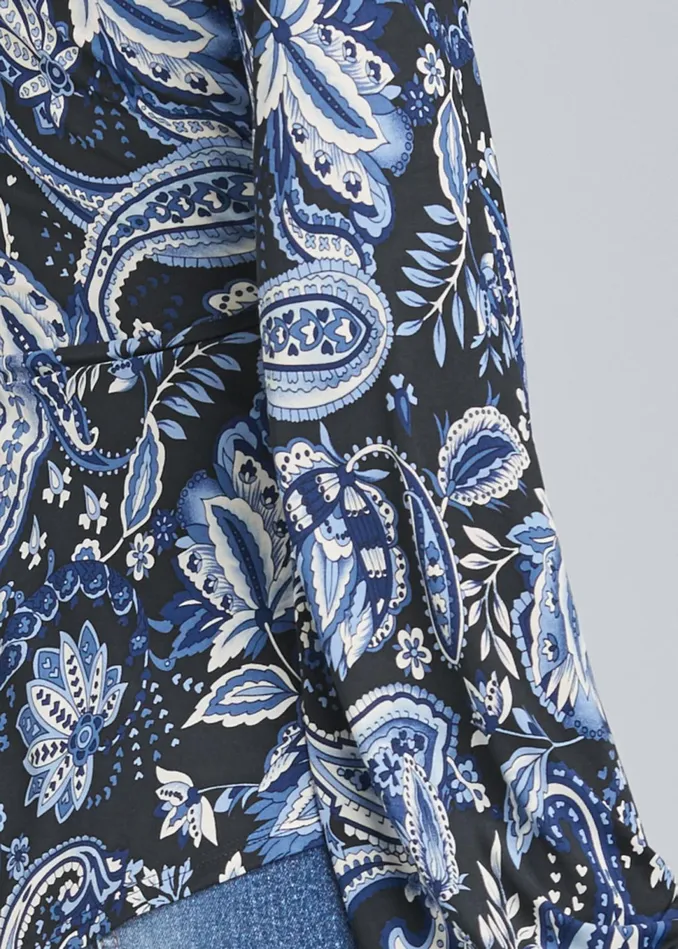 PAISLEY BALLOON SLEEVE TOP Blue Multi Women VENUS Casual Tops