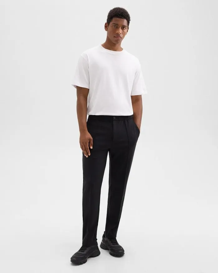Pants Men Theory Curtis Drawstring Pant In Precision Ponte Black