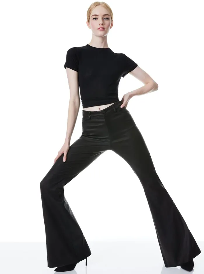 Pants Women Alice Olivia Brent Leather Bell Pant Black
